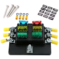 Miniatyrbillede 5 af 5: 6-vejs sikringsboks, standard bladsikringsblokke med LED-indikator, 10 sikringer, 10 bilterminaler, båd, campingvogn, 12 V, 24 V