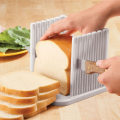 Miniatyrbild 2 av 5: Justerbar Toastskivare/Hemmagjord Brödskärningsguide, Plast Brödskivare Bröd för Skivning Bröd Fällbar Köksbakningsverktyg (Vit)