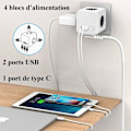 Pikkukuva 5 / 5: Useita USB-liitäntöjä, kuution muotoinen pistorasia 4 pistorasialla ja 2 USB-liitännällä, 1 Type C -portti, 7-in-1 USB-pistorasia kytkimellä, USB-seinäpistorasia C