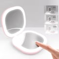 Miniatyrbillede 1 af 5: Rejsemakeup spejl med LED-lys, 1X/10X forstørrelse, USB-opladning, touchskærm og 3 justerbare lysstyrkeindstillinger - Mini, sammenklappelig og Pe