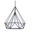 Miniatyrbillede 1 af 4: Suspension, lysekroneVintage fuglebur diamant pyramide lysekrone i smedejern 25cm (uden sort lyskilde)