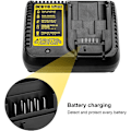 Miniatyrbillede 5 af 5: Passer til DEWALT 18650 oplader 3A Batterioplader hurtig sort og gul