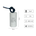 Miniatyrbillede 2 af 5: CBB60 16uf 50/60HZ startkondensator, motorkondensator, motorkondensator, mikrofarad kondensator med ledning