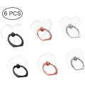 Miniatyrbillede 2 af 5: 6-delt transparent mobiltelefon ringholder (hjerteformet og rund), cirkulær ring og hjerteformet 360 graders roterende universel ringspændegreb