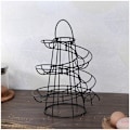 Miniatyrbilde 4 av 4: Eggfordeler Spiral Metall Oppbevaring Spiral Eggstativ Egg Eggstativ Kjøkken 24x20x20cm Svart