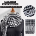 Miniatyrbillede 2 af 5: Dames Mode Lang Sjal Sort og Hvid Gitter Vinter Varmt Gitter Tørklæde, Super Blødt Klassisk Cashmere Følelse Ternet Vintertørklæde