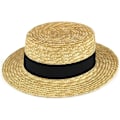 Miniatyrbillede 1 af 5: Halm Boater hat Sailor Skimmer Sort Band Sommer Sol