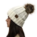 Miniatyrbilde 3 av 4: Kvinners vinterribbet lue Crossover Cap Chunky Cable Knit Pom Pom Myk isolert lue (svart)