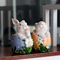 Miniatyrbillede 4 af 5: Påskehare Resin Statue Blomst Jar Forårs Pynt, Kaninæg, Gave