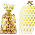Miniatyrbillede 1 af 5: Guldprikker - 50 stk. Rosaguld gaveposer med 50 stk. Twist Clear Cellofanposer til bageri, popcorn, småkager, slik, chokolade, jul, bryllup, fødselsdag