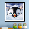 Pikkukuva 3 / 4: 5D timanttimaalaus täysi pyöreä pora sarjat liima taide käsityöt kodin seinäkoriste pingviini katso minua 30x30cm