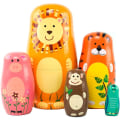 Miniatyrbillede 2 af 5: Træ Nesting Dolls Engle Mønster Russisk Matryoshka Stablede Dukker Legetøj til Børn Gave Dekoration (Dyr)