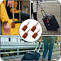 Miniatyrbilde 5 av 5: 4 stk. brune bagasjelapper i PU-lær med navnelapper for koffert, reise, butikk (4 stk.)