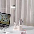 Miniatyrbilde 2 av 5: Skrivebordslampe for barn, studielampe med pennholder, automatisk fargeskiftende nattbordslampe, dimbar oppladbar LED-leselampe for barn (hvit)