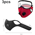 Miniatyrbild 2 av 5: 3-rums sportmask med utandningsventiler, justerbar dammskyddsmask för personligt skydd