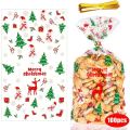 Miniatyrbilde 1 av 5: 100 stk julegaveposer i plast for godteri og kjeks, julegaveposer med vri-bindere for julefestutstyr