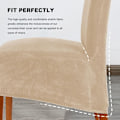 Miniatyrbilde 5 av 5: Spisestuestoltrekk i fløyel, stort stretch-stoltrekk, stoltrekk med høy rygg og firkantet rygg, vaskbart XL vaskbart elastisk elastan, sett med 2, beige beige