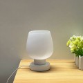 Miniatyrbillede 2 af 5: Touch-sengelampe - Moderne lille lampe til soveværelse, stue, natbord, bordlampe med hvid opalglasskærm, varm LED-pære, 3-vejs dæmpning