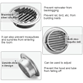 Miniatyrbillede 4 af 5: 100 mm ventilationsrist i rustfrit stål med skruer og ankelbeskyttelse mod lamelvejr med myggenet og sløjfe til rund luftudsugning