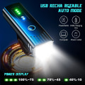 Miniatyrbilde 3 av 5: IPSXP sykkellyssett, 1400 lumen automatisk avkjenning oppladbar LED frontlykt, 4 lysstyrkemoduser, 1 rødt baklys, vanntett, egnet for Campi