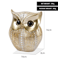 Miniatyrbillede 2 af 4: Ugle Statue Ornament Statue Ornament Dyr Guld Udsmykket Harpiks Statue