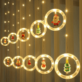 Miniatyrbilde 5 av 5: Vinduslys Juledekorasjon Ringlys med Ornamenter LED Gardinlys Innendørs Utendørs USB 9,8ft Varmt Hvit Julelyskjede Henging