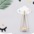 Miniatyrbillede 3 af 4: Sky til børneværelse, nem installation uden at bore, vægkrog til børneværelse med 3 kroge til badeværelse og køkken