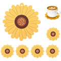 Miniatyrbild 1 av 5: Blomsterglasunderlägg, 10 cm 6 vackra halkfria silikonunderlägg, tvättbara, återanvändbara och värmebeständiga silikonsidor
