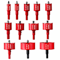 Miniatyrbillede 1 af 4: 12 stk. Store Hulsave af Bi-Metal til Boring af Paneler, Plastik, Rør, Træ, Fiberplader, Blødt Metal 18-75mm