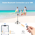 Miniatyrbillede 4 af 5: Bluetooth Selfie Stick, 3 i 1 Selfie Stick Stativ Bluetooth Selfie Stick Udtrækkelig Teleskopisk Justerbar Monopod med Aftagelig Fjernbetjening  S
