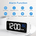 Miniatyrbild 2 av 5: Digital väckarklocka, LED digital klocka digital väckarklocka temperatur/snooze/2 larm/12/24 timmar/USB-laddningsport/10 musik