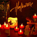 Pikkukuva 3 / 5: 3 Halloween-teemaista liekitöntä pilarikynttilää ja kurpitsan muotoinen led-teevalot paristokäyttöiset välkkyvät kynttilät led-kynttilät lämmin valo Halloween-koriste