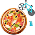 Miniatyrbild 1 av 5: 1 st (Himmelsblå, 19 cm * 12 cm * 4 cm) Pizzaskärare i form av cykel, Pizzaskärare, Rostfria hjul med non-stick-beläggning, med fast ram