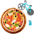 Miniatyrbilde 1 av 5: 1 stk (himmelblå, 19 cm * 12 cm * 4 cm) sykkelformet pizzaskjærer, pizzaskjærere, rustfritt stål non-stick hjul, med fast ramme