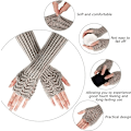 Miniatyrbillede 4 af 5: 2 par vintervarme strikkede lange arm termiske handsker skala design strikkede termiske tommelfingerhul handsker