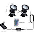 Miniatyrbillede 4 af 5: RGB Akvarium Overlysværker, Vandtætte Undervandsfiskelys, IP68 Vandafvisende LED-Lampe Justerbar Vinkel Lys med Fjernbetjening til Have Dam Pool