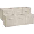 Miniatyrbillede 2 af 3: Sæt med 2 enkelte beige opbevaringskasser, foldbart stof med håndtag, 26,6 x 26,6 x 27,9 cm