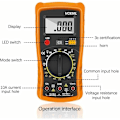 Miniatyrbild 4 av 4: Digital multimeter, digital automatisk multimeter, professionell elektrisk testare, voltmeter/resistans