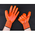 Pikkukuva 3 / 5: Liotetut ja hengittävät työkäsineet (12 paria, koko: 24cm) Vedenpitävät PVC- ja oranssit suojakäsineet, vahva tarttuvuus