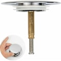 Miniatyrbillede 1 af 5: Badekarprop, Ø 70 mm, med dobbelt forsegling, justerbar i højden, universal badekarprop, vaskeventil, iblødsat messing med kromfinish, anti-rust bundprop