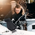 Miniatyrbillede 5 af 5: Isskraber med handsker, ergonomiske professionelle sorte isskraberhandsker, isskraber til bil fri for ridser, ultralet bilrude-afisningsværktøj