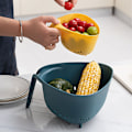 Miniatyrbillede 2 af 5: （Blå og gul） Lot med 2 stabelbare, stabile og ikke-vippende, til grøntsager, pasta, BPA-fri, BPA-fri, BPA-fri, BPA-fri, BPA-fri, BPA-fri, BPA-fri, BPA-fri