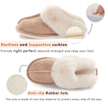 Miniatyrbillede 5 af 5: Kvinders hjemmesko med memory foam, bløde og varme hjemmesko med slip-on, skridsikre, komfortable plys til indendørs og udendørs brug (khaki farve)