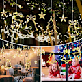 Miniatyrbilde 5 av 5: Lysende julegardin, lysende julegirlander, reinsdyr, stjerneformet tre, interiør og eksteriør, 8 USB-moduser, juledekorasjon