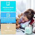 Miniatyrbillede 3 af 5: Grønt digitalt vækkeur til børn, kanin med natlys, timer og snooze, genopladeligt sengebordsur via USB til piger, drenge, soveværelse, skole