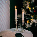 Pikkukuva 5 / 5: Hopeoidut Shabbat-kynttilänjalat, 2 kappaleen sarja, metalliset kapenevat kynttilänjalat, koristeelliset kynttilänjalat Shabbat-kapeneville kynttilöille