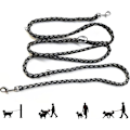 Miniatyrbillede 1 af 5: Hundesnor, reflekterende dobbeltline justerbar i nylon med 2 karabinhager og 3 ringe, 2,1 m sort line til multifunktionel hund til små/mellemstore