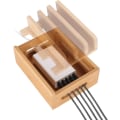 Miniatyrbillede 2 af 5: Bambus træ skrivebord multi-enhed ledninger arrangør stativ og opladningsstation oplader dock holder til iPhone 14 13 12 11 Pro Max XS iPad Mini 4