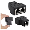 Miniatyrbild 2 av 5: 2 x RJ45 separator adapter 1 till 2 hona hona portar Internet förlängnings nätverkskontakter stöd för CAT5E CAT6E CAT6E CAT7 CAT5E CAT6E CAT7,