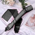 Miniatyrbild 4 av 5: 1 Par BröllopsHandskar Över Ärm Mjuk Genomskinlig Tulle Ultratunn Dekorativ Högkvalitativ Halksäker Klänning Handskar För Fest